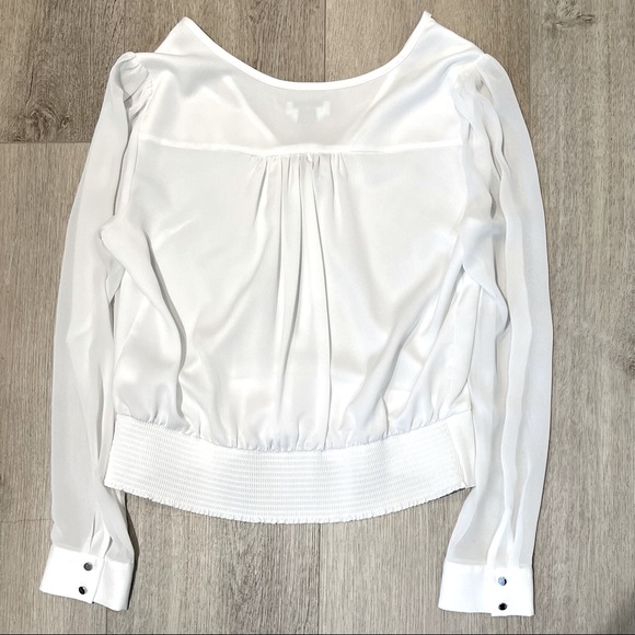 Bebe Sheer Sleeve White Blouse - Size M - Picture 5 of 10